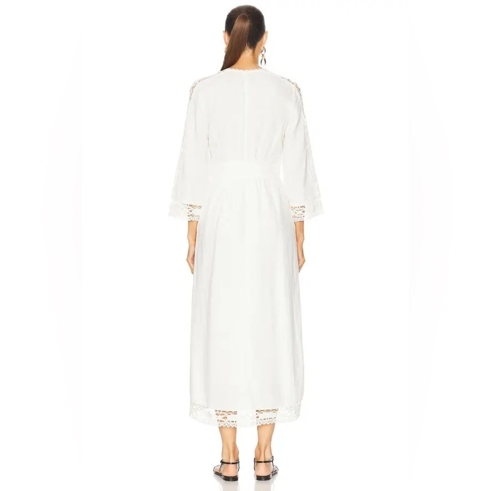 Isabel MARANT ÉTOILE Veona lace-trimmed linen cotton-blend midi dress white FR36 - Picture 10 of 12